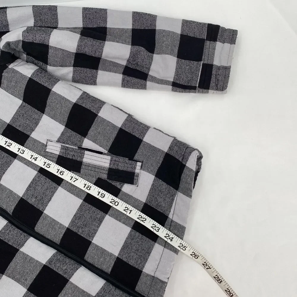 Wonder Nation Plaid Shacket Flannel Collared Full Zip Jacket Black White XL